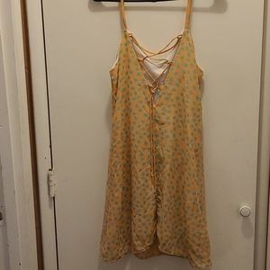 Yellow Polka-dot cros low back strap dress